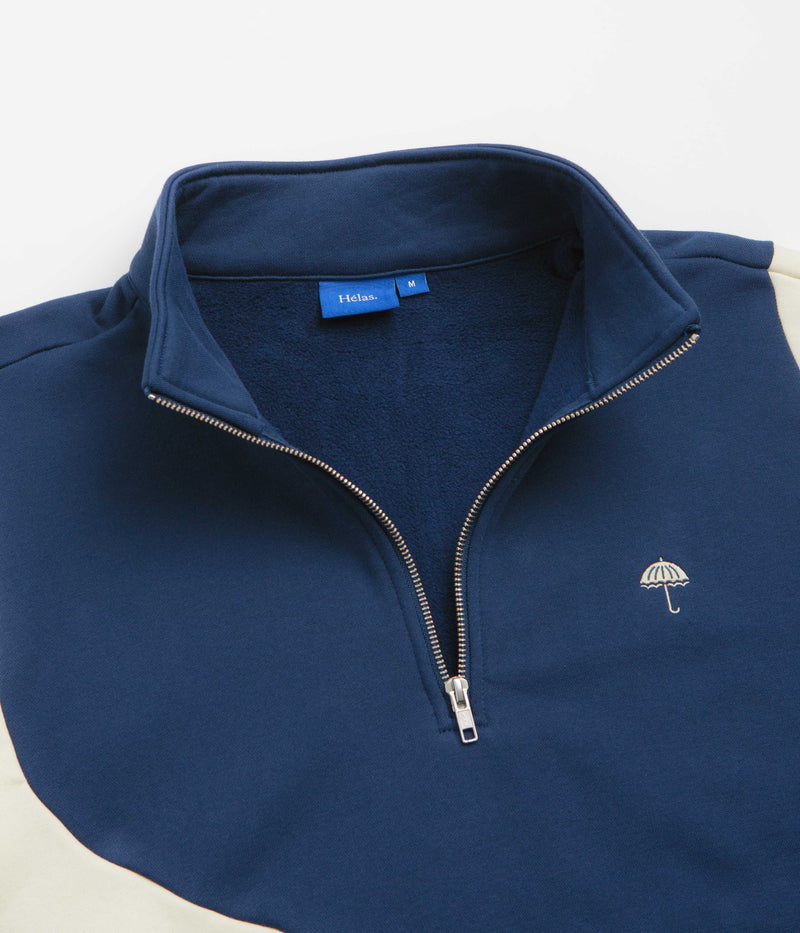 Helas Forma Quarter Zip Sweatshirt in Navy and Beige