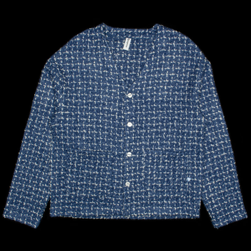 Reception | Henry Wool Cardigan white mid blue