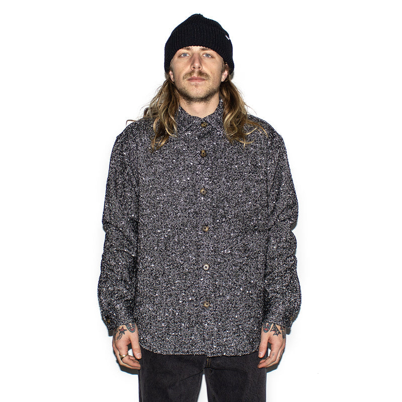 Fucking Awesome | Herringbone Heavyweight Flannel Overshirt  Color : Black