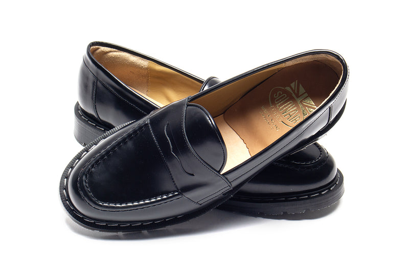 Solovair | Hi-Shine Penny Loafer Style # S0-970-BK-G Color : Black