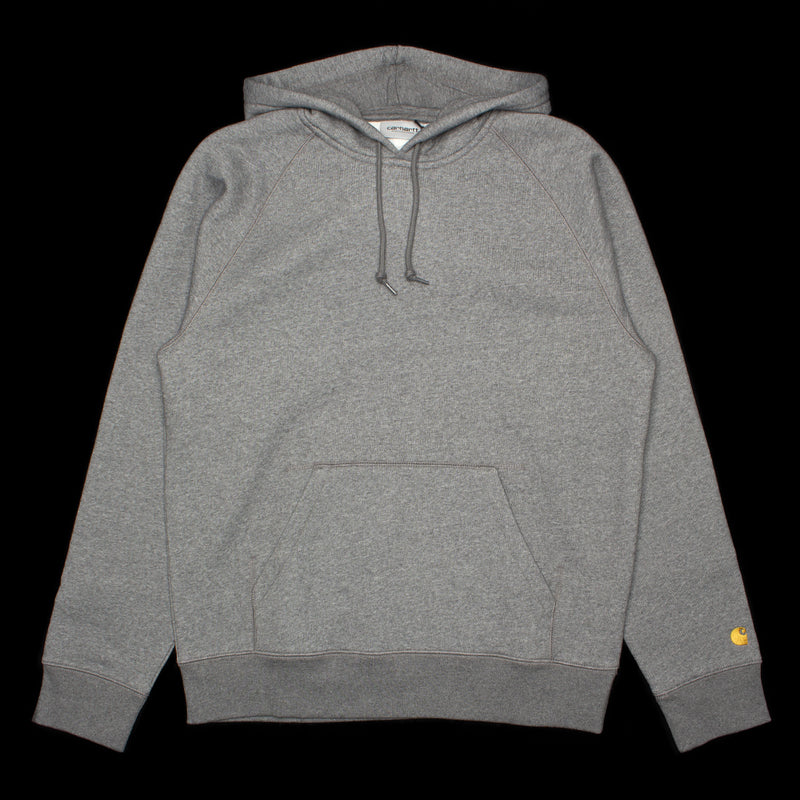 Carhartt WIP | Hooded Chase Sweatshirt Style # I033661-00C Color : Dark Grey Heather / Gold