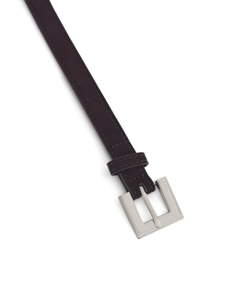 JORDAN BELT - DARK CHOCOLATE SUEDE-SILVER-BELTS-Billini-Billini