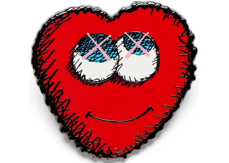 KAWS Heart Pin Red