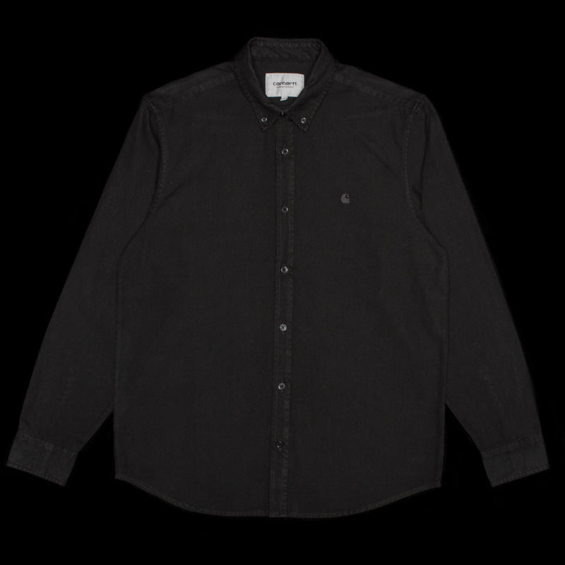 Carhartt WIP | L/S Bolton Shirt Black Garment Dyed