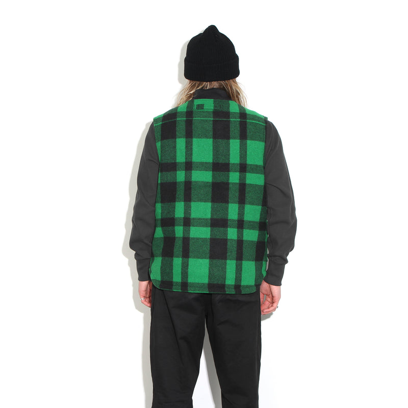 Filson | Lined Mackinaw Wool Work Vest Acid Green / Black Heritage Plaid