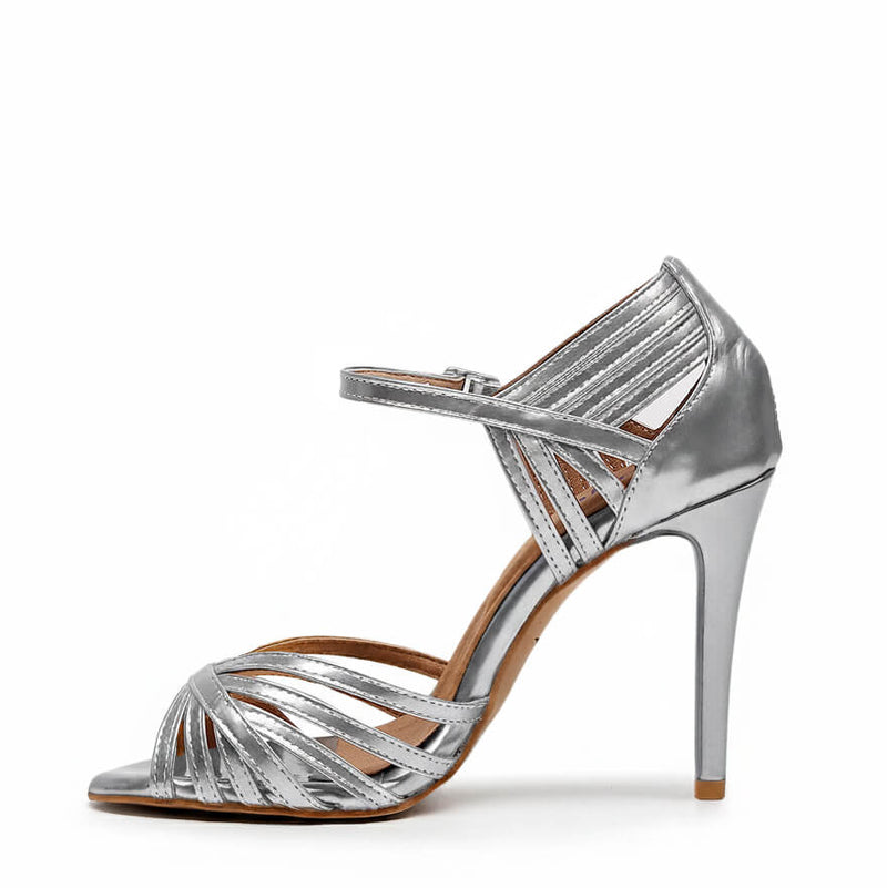 Livv - Matte Silver Vegan Leather - Suede Sole