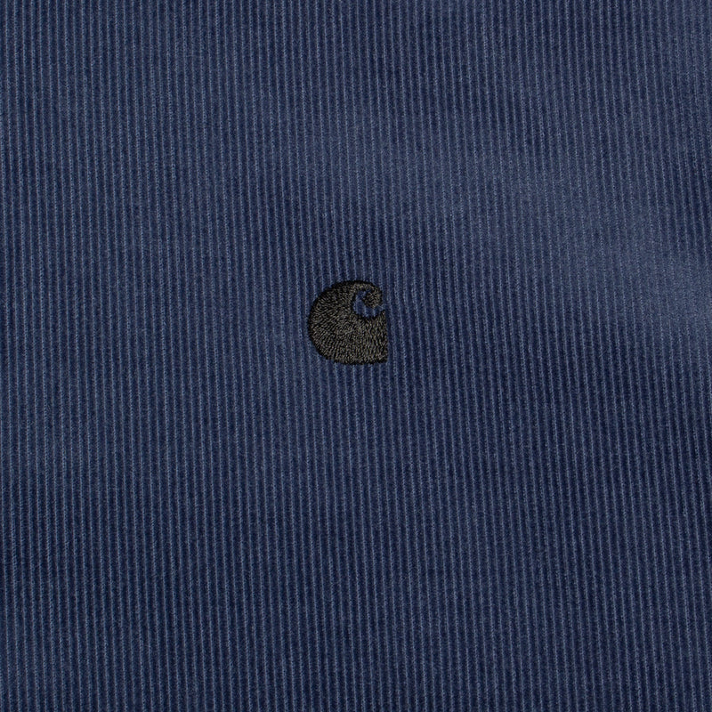 Carhartt WIP | Madison Fine Cord L/S Shirt Style # I030580-1ZV Color : Hudson Blue / Black
