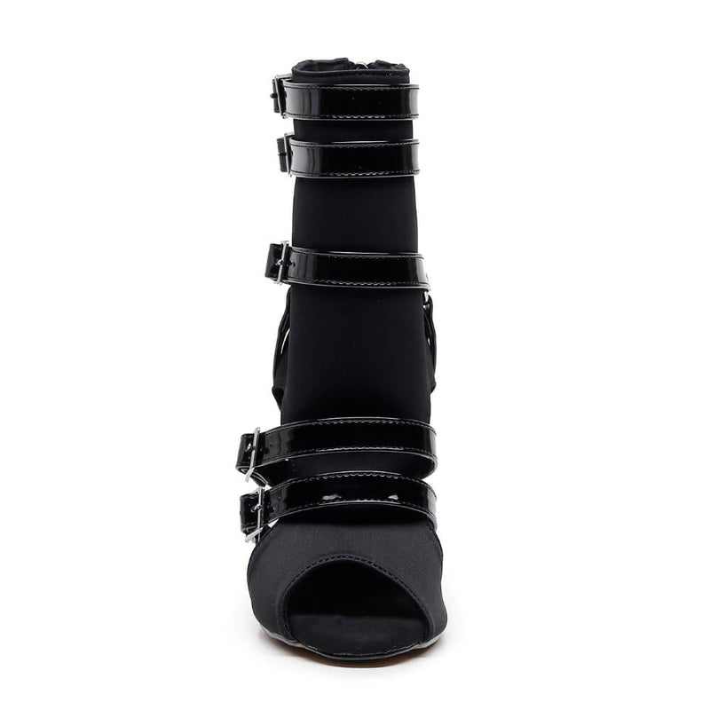 Malone - Black Lycra and Vegan Patent - Street Sole