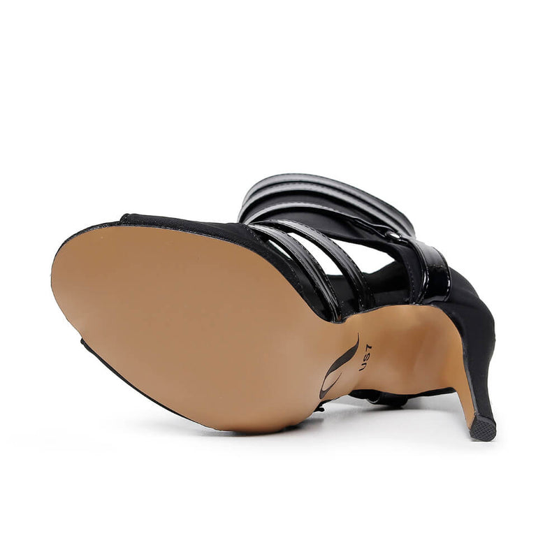 Malone - Black Lycra and Vegan Patent - Street Sole