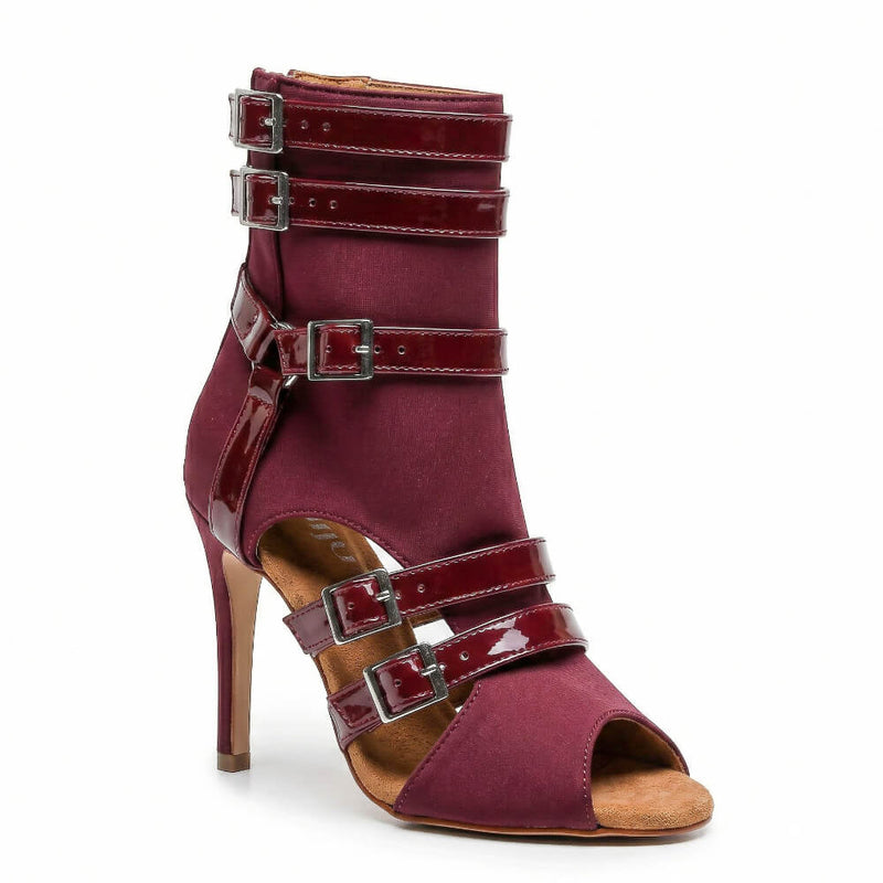 Malone - Burgundy Lycra and Vegan Patent - Street Sole