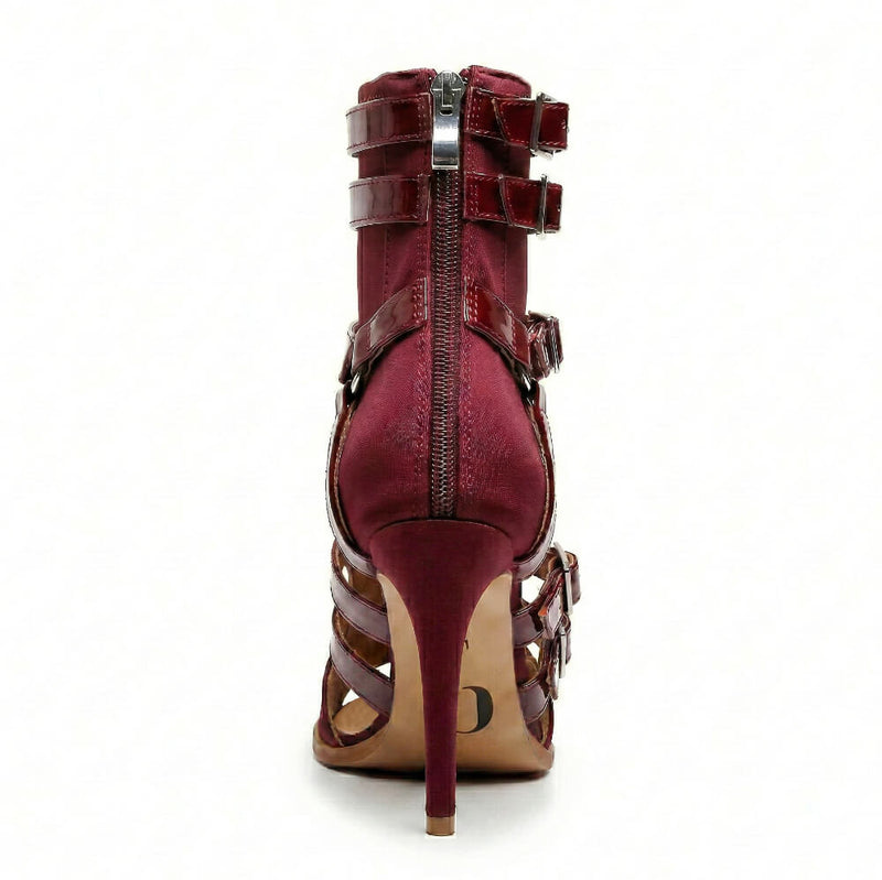 Malone - Burgundy Lycra and Vegan Patent - Street Sole