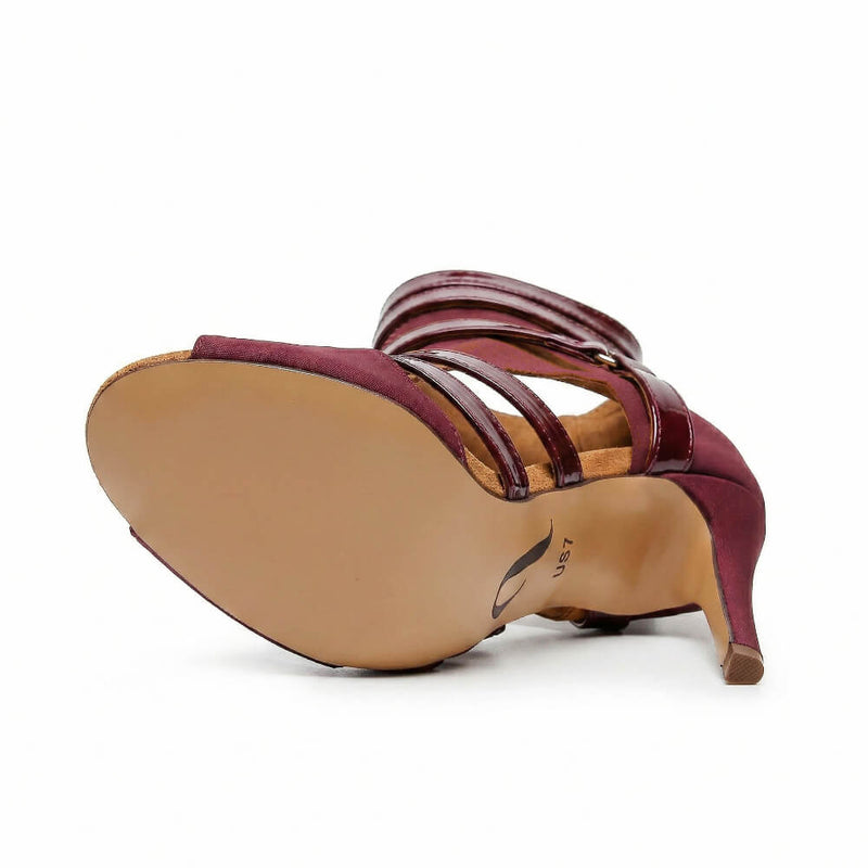 Malone - Burgundy Lycra and Vegan Patent - Street Sole