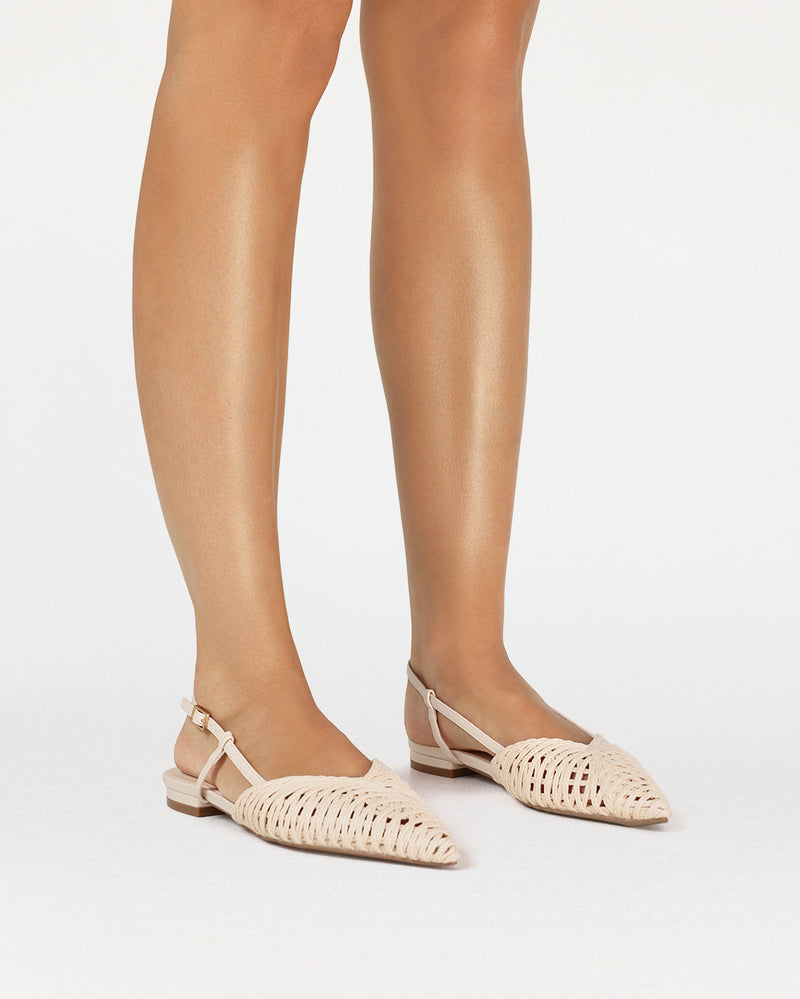 MAZE - IVORY RAFFIA WEAVE-Flats-Billini-Billini
