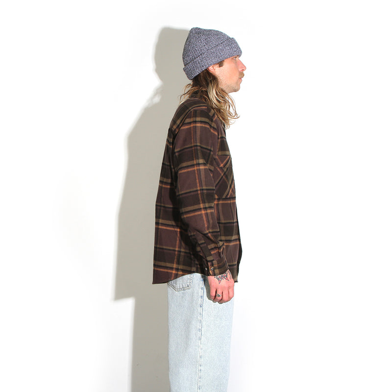 Polar | Mike L/S Flannel Shirt Color : Brown / Mauve