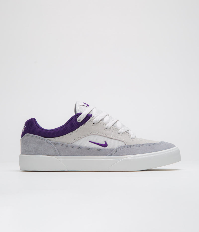Nike SB Malor Shoes in Platinum Tint and Court Purple and Wolf Grey