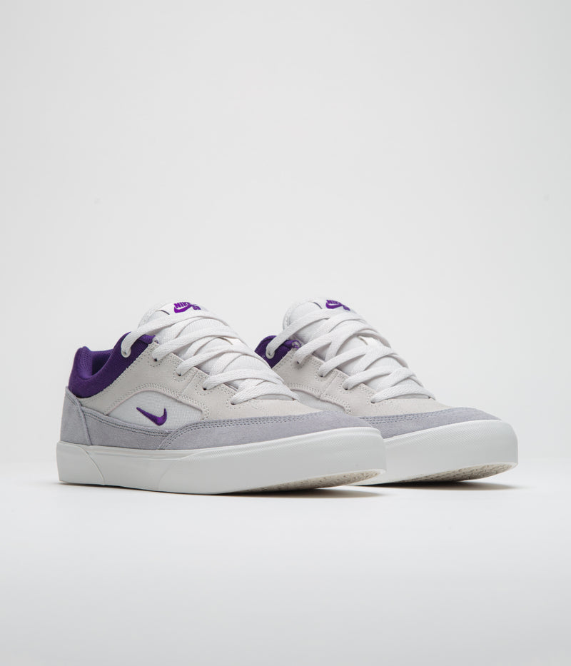 Nike SB Malor Shoes in Platinum Tint and Court Purple and Wolf Grey