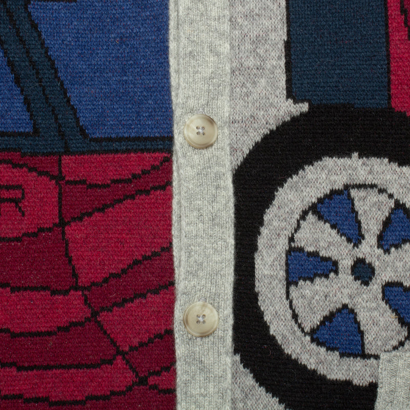 by Parra | No Parking Knitted Cardigan Color : Grey Melange