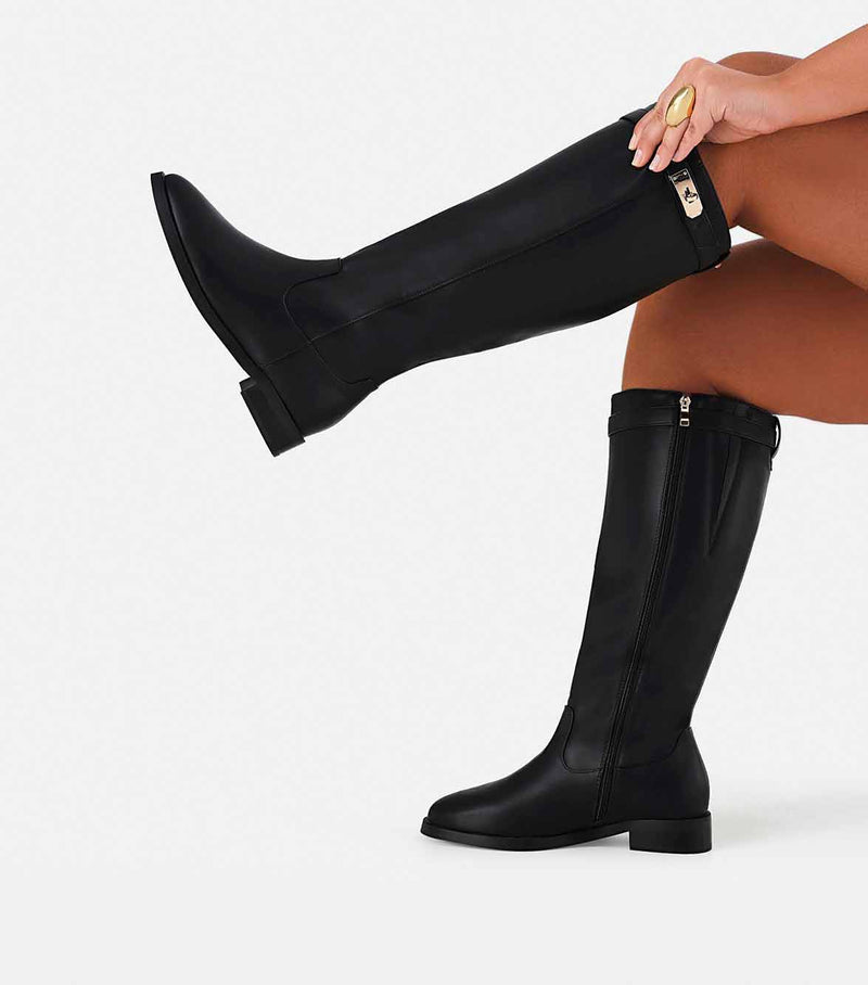 NOEMI EXTENDED CURVE - BLACK-Boots-Billini-Billini