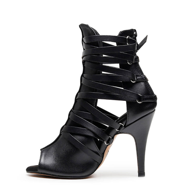 Nyx - Black Vegan Leather - Suede Sole
