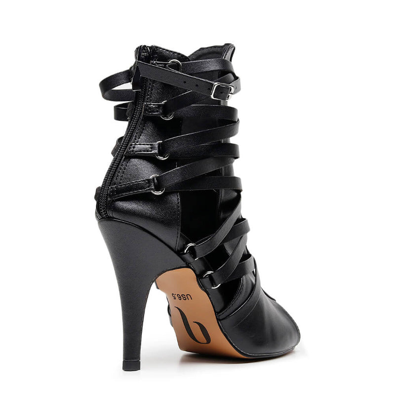 Nyx - Black Vegan Leather - Suede Sole