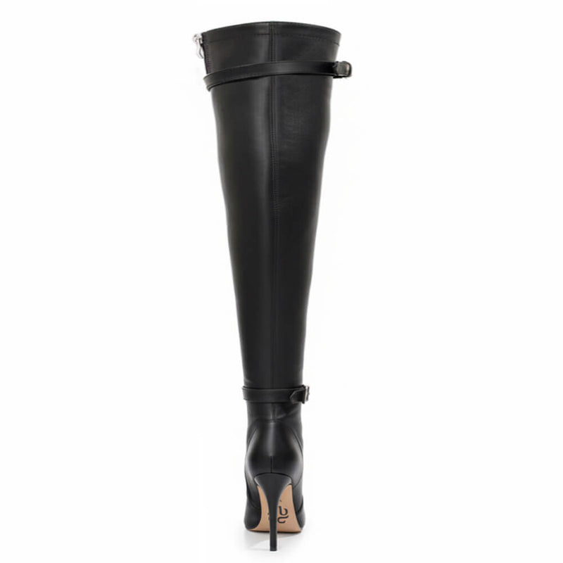 Omani Size Inclusive - Matte - Black Vegan Leather - Street Sole - Thigh Variant Five