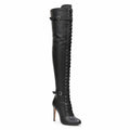 Omani Size Inclusive - Matte - Black Vegan Leather - Street Sole - Thigh Variant One