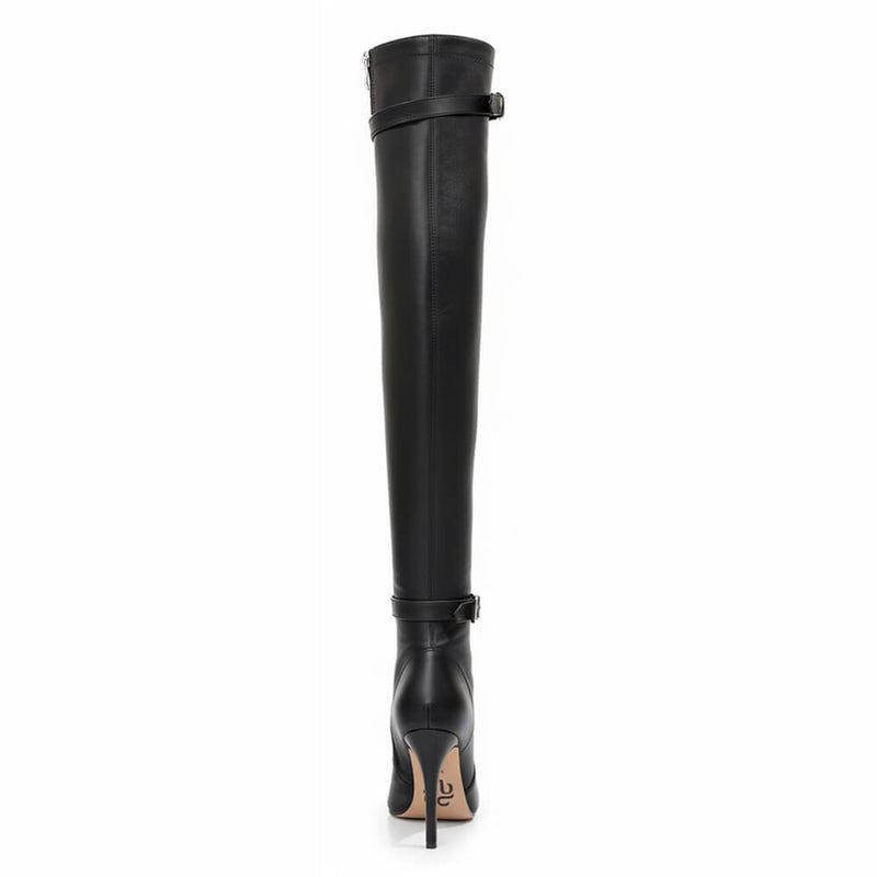 Omani Size Inclusive - Matte - Black Vegan Leather - Street Sole - Thigh Variant One