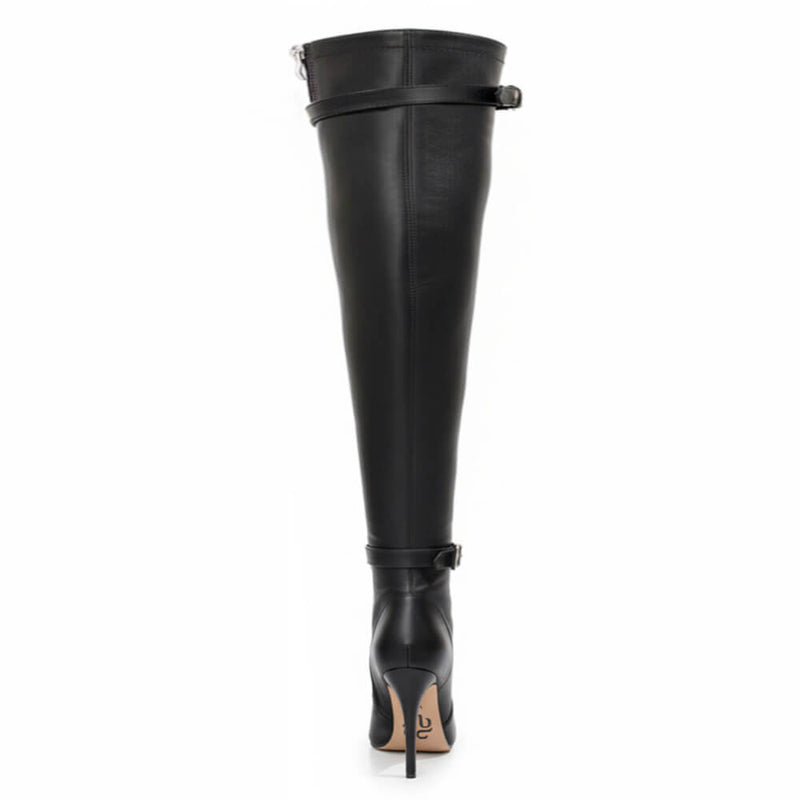 Omani Size Inclusive - Matte - Black Vegan Leather - Street Sole - Thigh Variant Six