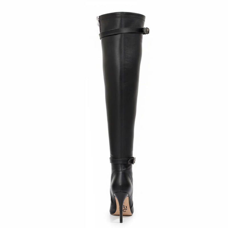 Omani Size Inclusive - Matte - Black Vegan Leather - Street Sole - Thigh Variant Three