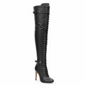 Omani Size Inclusive - Matte - Black Vegan Leather - Street Sole - Thigh Variant Two