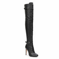 Omani Size Inclusive - Matte - Black Vegan Leather - Street Sole - Thigh Variant Zero