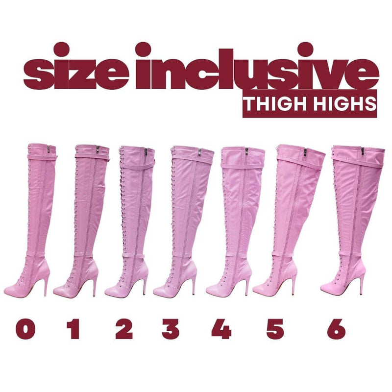 Omani Size Inclusive - Matte - Black Vegan Leather - Street Sole - Thigh Variant Zero