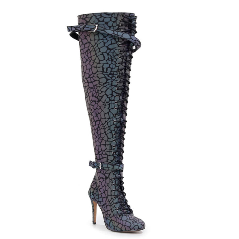 Omani Size Inclusive - Pattern - Rainbow Iridescent Reflective - Street Sole - Thigh Variant Five