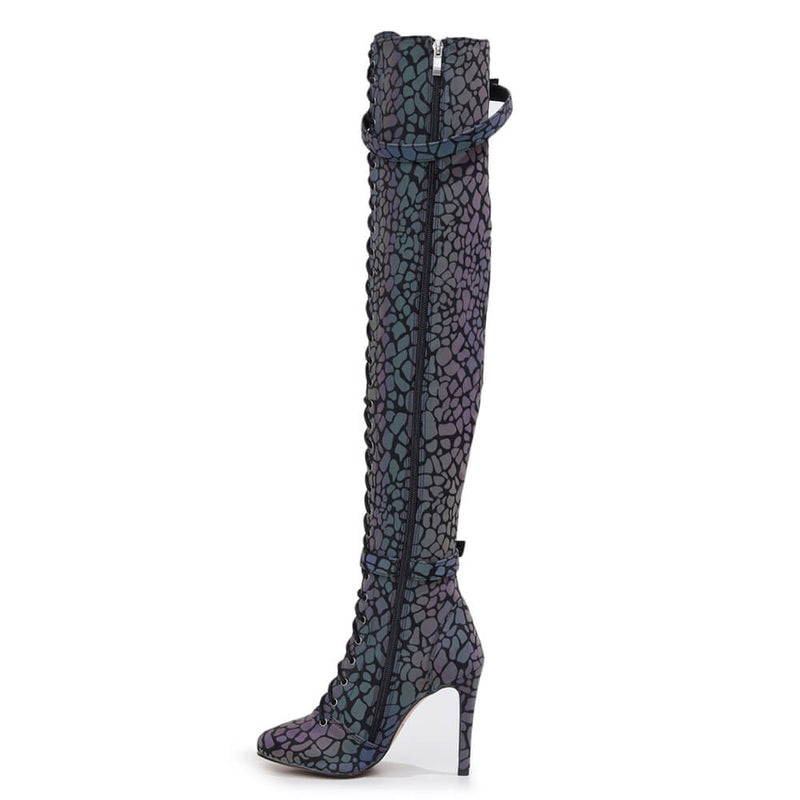 Omani Size Inclusive - Pattern - Rainbow Iridescent Reflective - Street Sole - Thigh Variant Zero