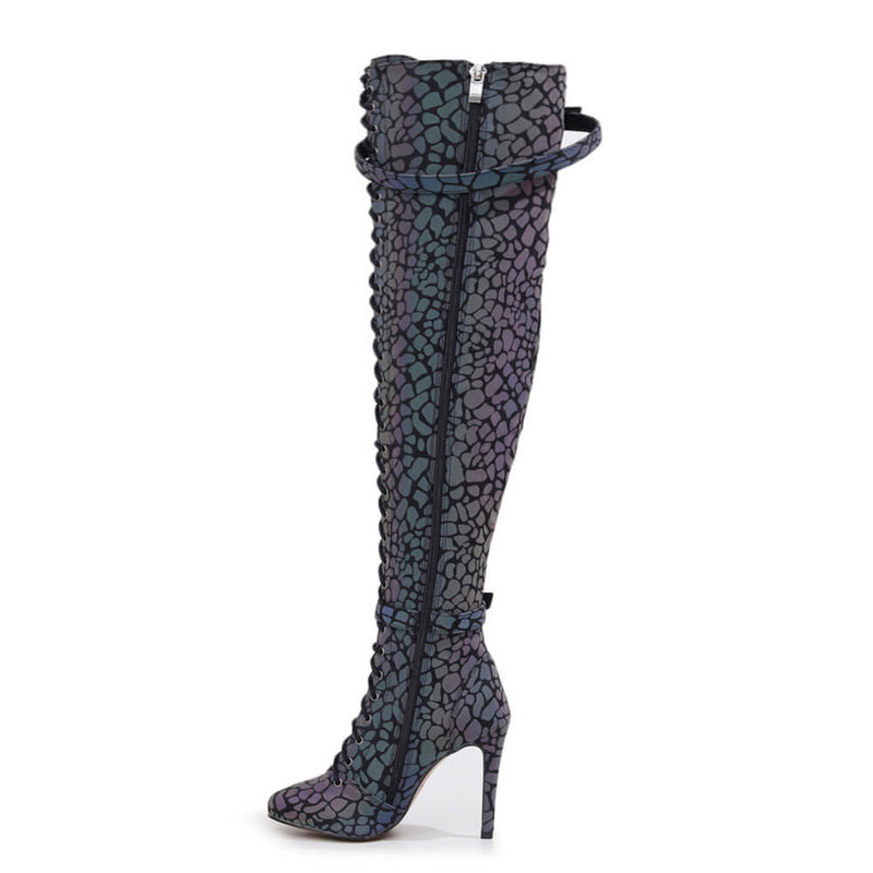 Omani Size Inclusive - Pattern - Rainbow Iridescent Reflective - Street Sole - Thigh Variant Four