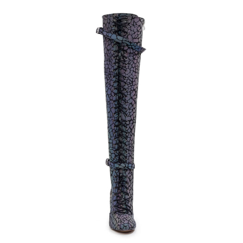Omani Size Inclusive - Pattern - Rainbow Iridescent Reflective - Street Sole - Thigh Variant Four
