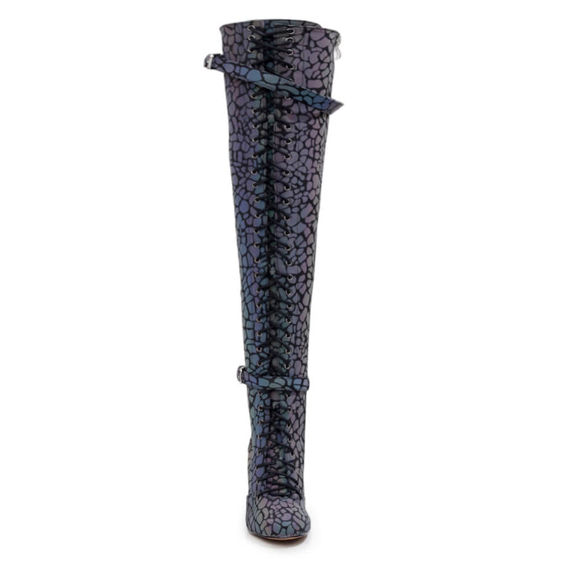 Omani Size Inclusive - Pattern - Rainbow Iridescent Reflective - Street Sole - Thigh Variant Six