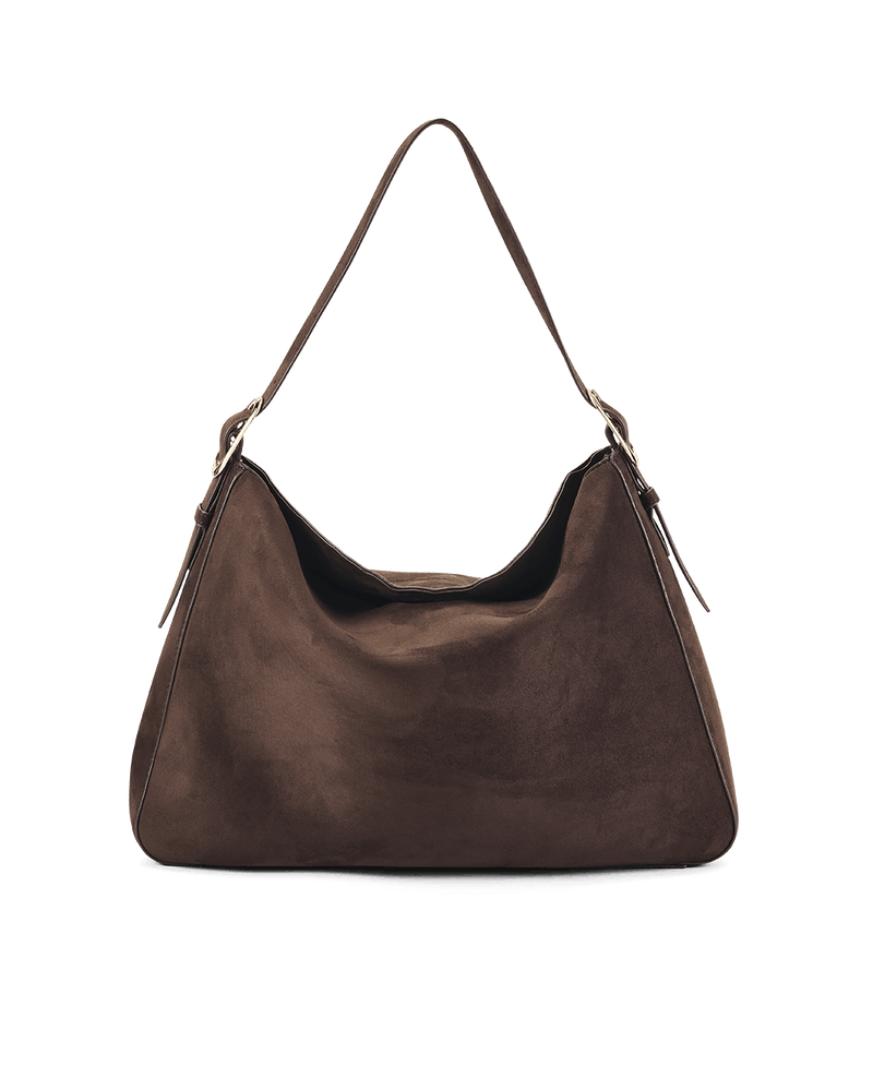 PHOEBE SHOULDER BAG - DARK CACAO SUEDE-Handbags-Billini-Billini