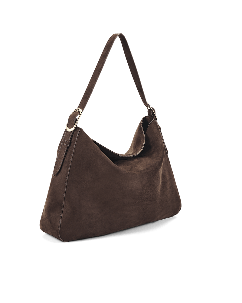 PHOEBE SHOULDER BAG - DARK CACAO SUEDE-Handbags-Billini-Billini