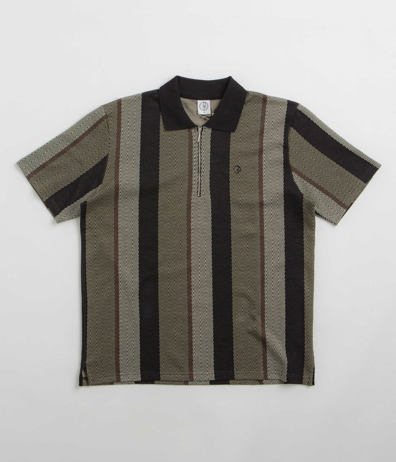 Polar Herringbone Jacques Polo Shirt in Khaki Green