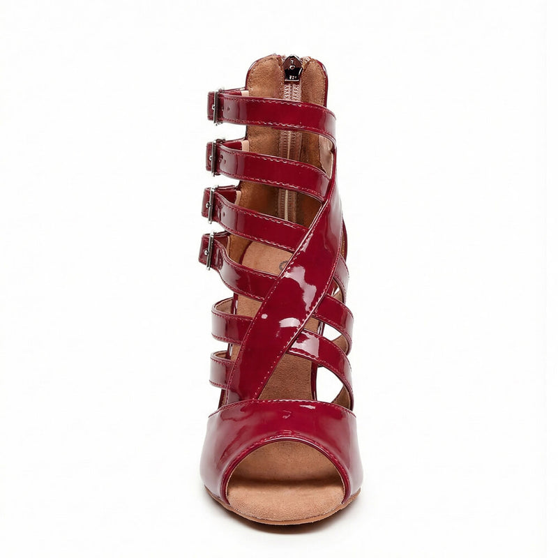 Rene - Burgundy Vegan Patent - Street Sole