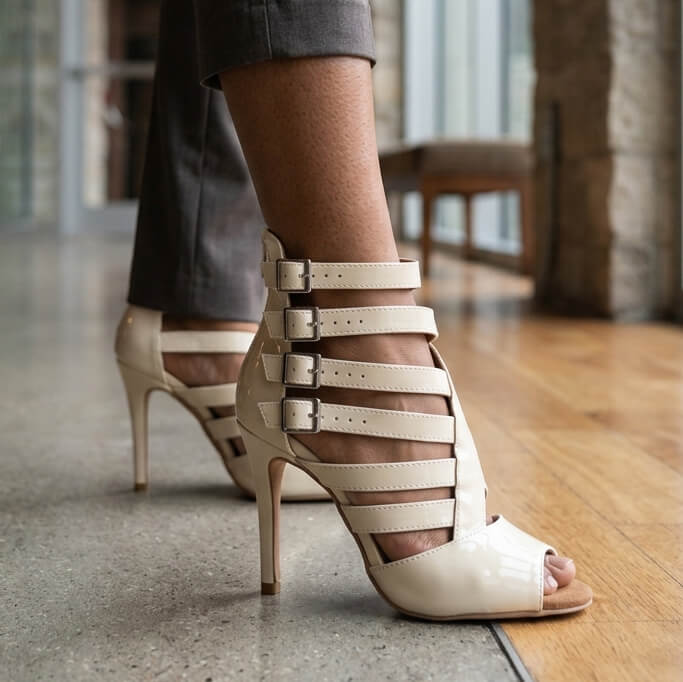 Rene - Ivory Vegan Patent - Street Sole