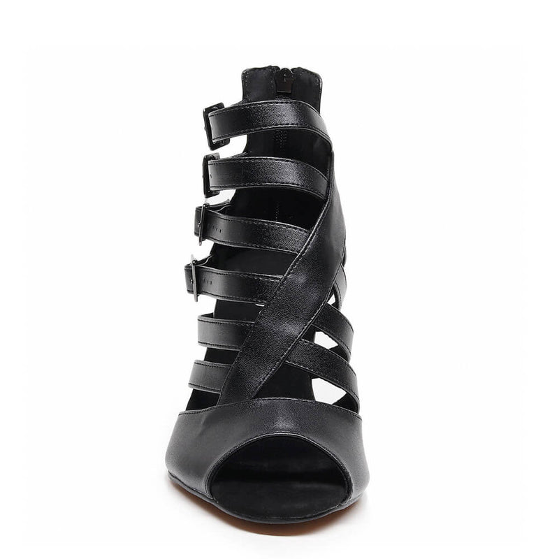 Rene Wide Fit - Black Vegan Leather - Street Sole