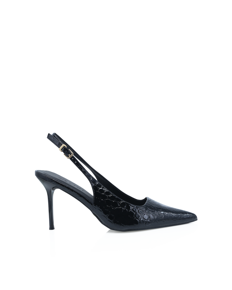 ROONEY - BLACK GLOSS CROC-PUMPS-Billini-Billini