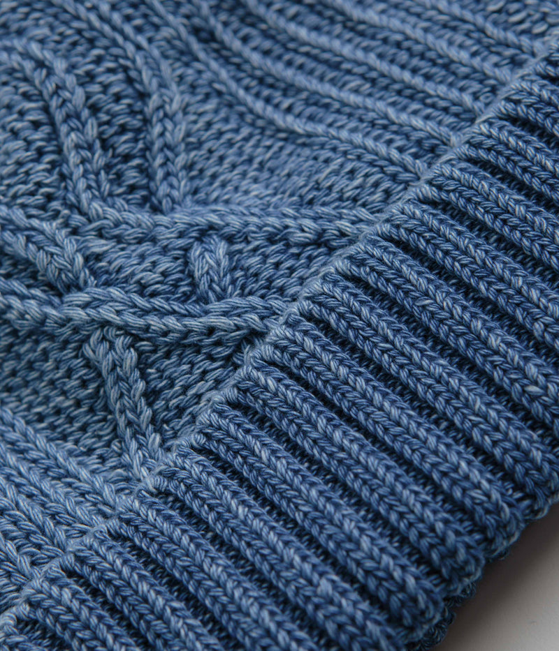 RoToTo Aran Cable Beanie in Light Denim
