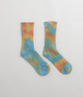 RoToTo Chunky Ribbed Socks in Orange and Light Blue / Light Yellow