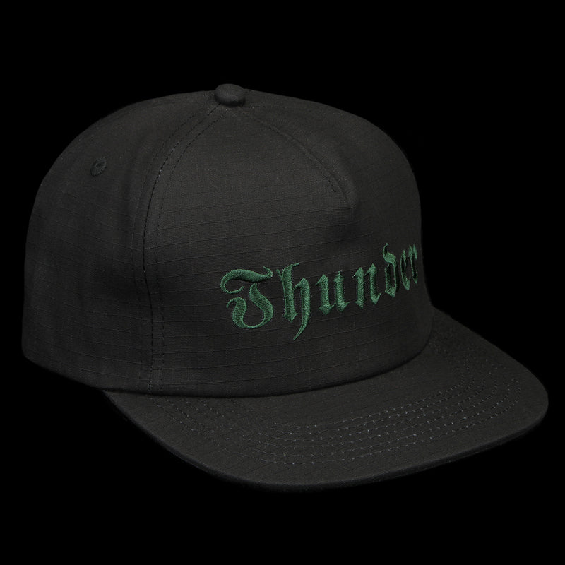Thunder | Script Snapback Hat Black / Dark Green