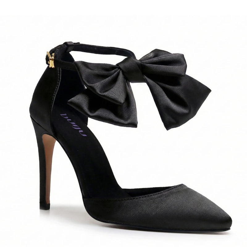 Sharlie - Black Satin - Street Sole