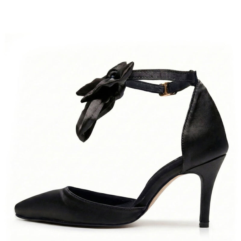 Sharlie - Black Satin - Street Sole