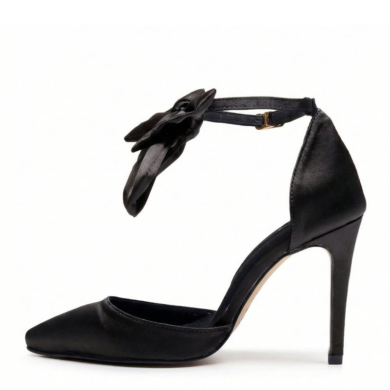 Sharlie - Black Satin - Street Sole